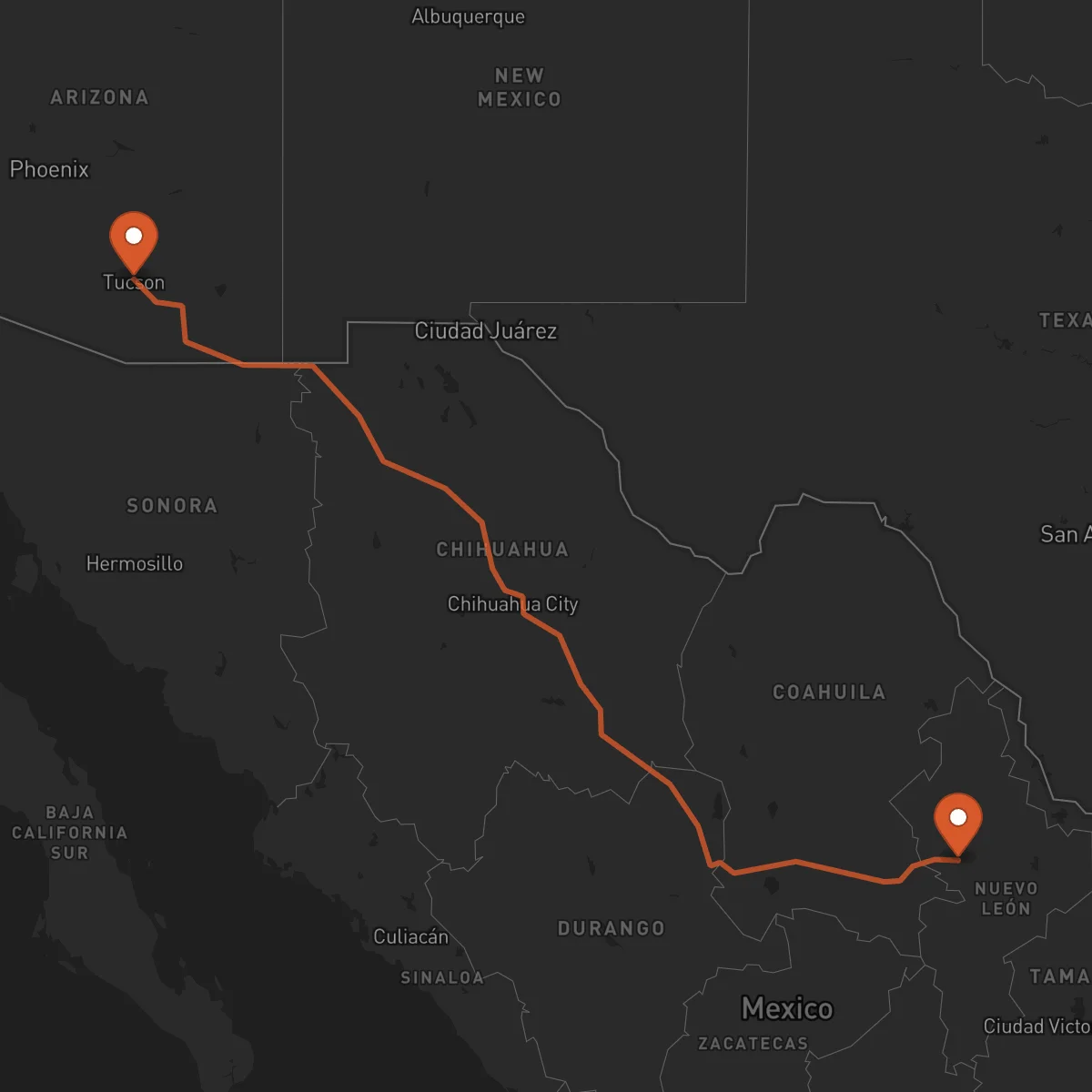Ruta Tucson - Monterrey