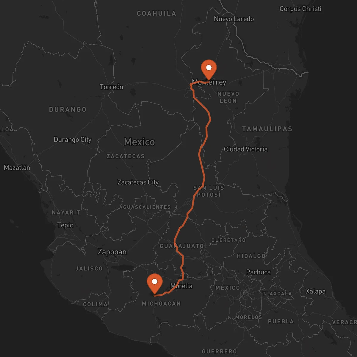 Ruta Uruapan - Monterrey