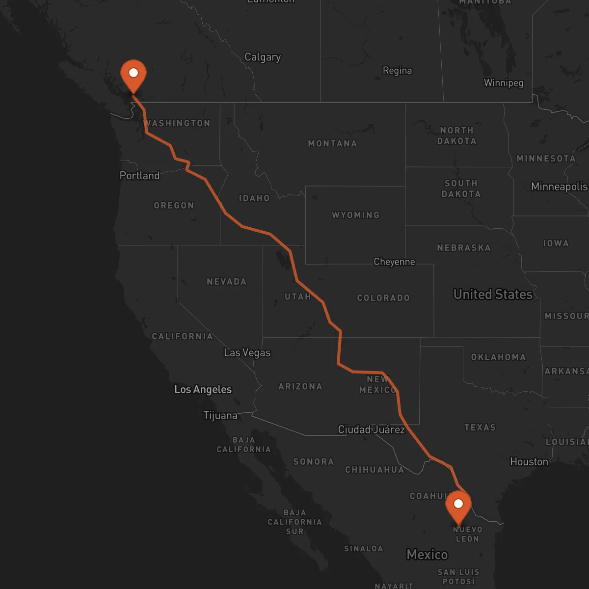 Ruta Monterrey - Vancouver