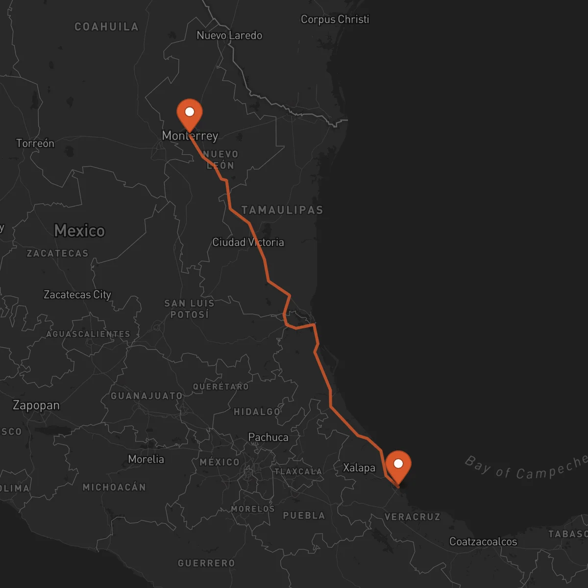 Ruta Monterrey - Veracruz