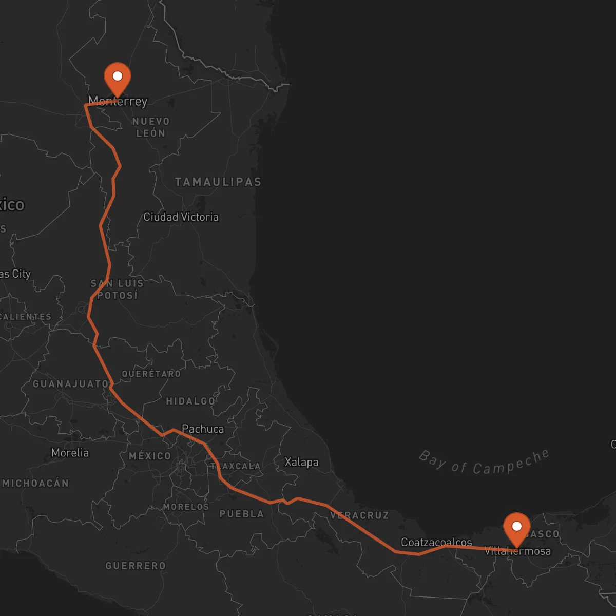 Ruta Monterrey - Villahermosa