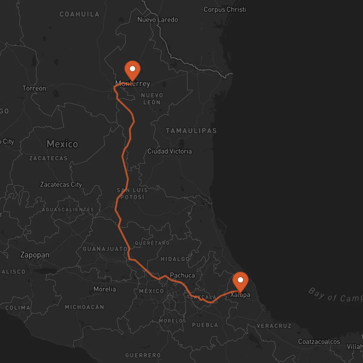 Ruta Monterrey - Xalapa