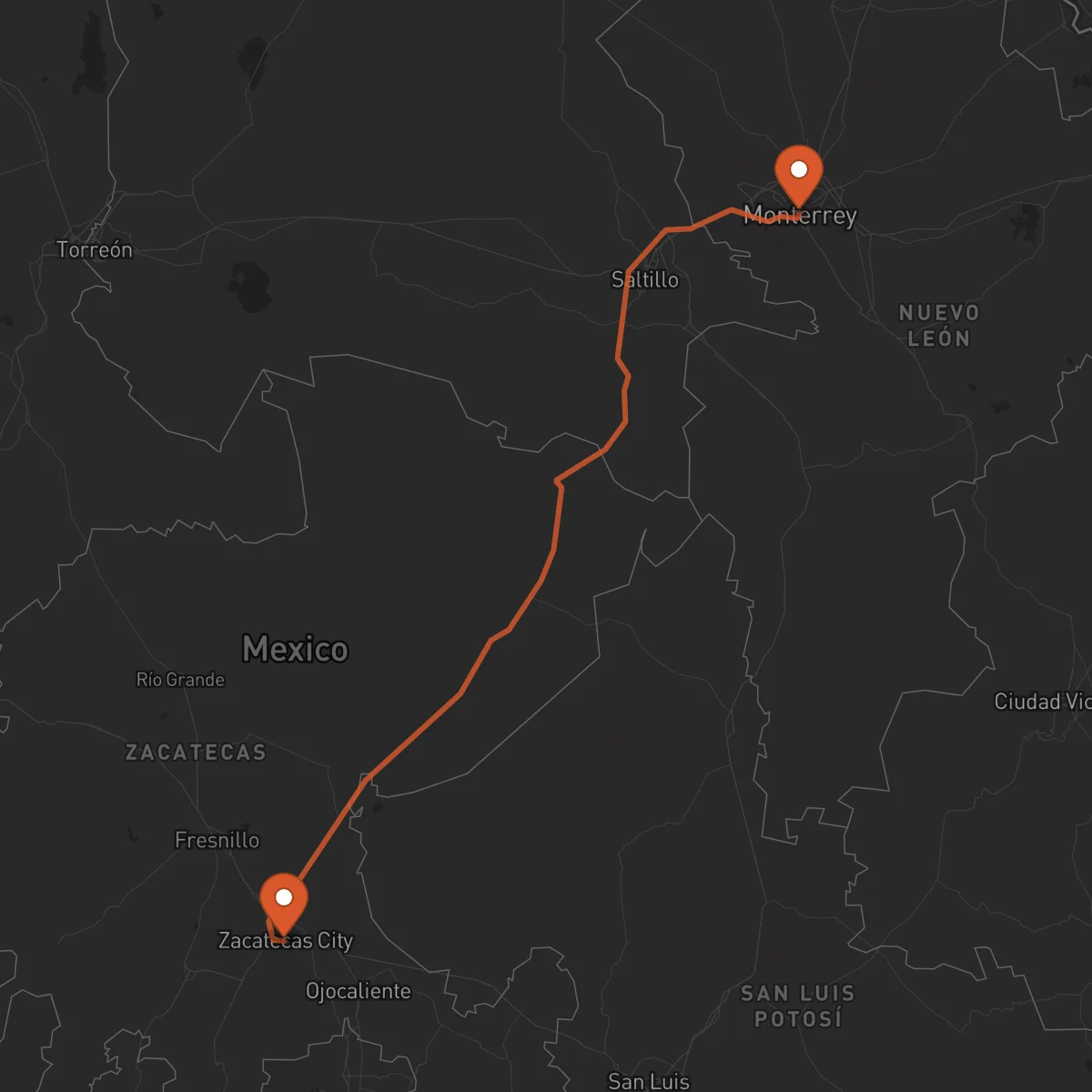 Ruta Monterrey - Zacatecas