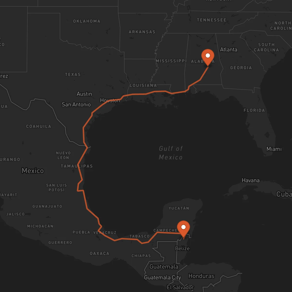 Ruta Orange Walk Town - Montgomery