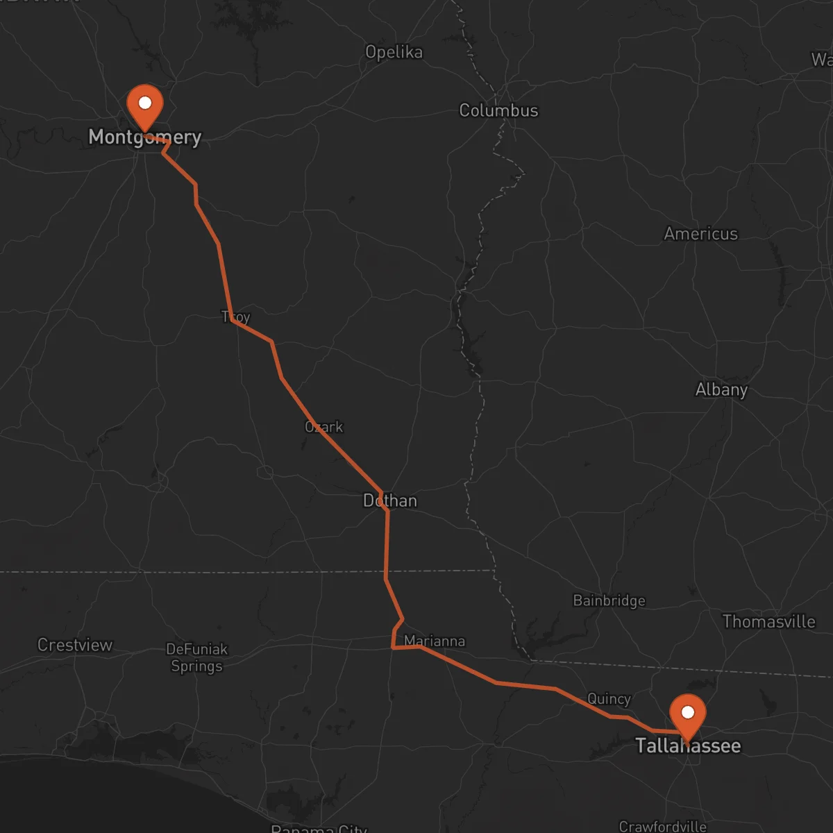 Ruta Tallahassee - Montgomery