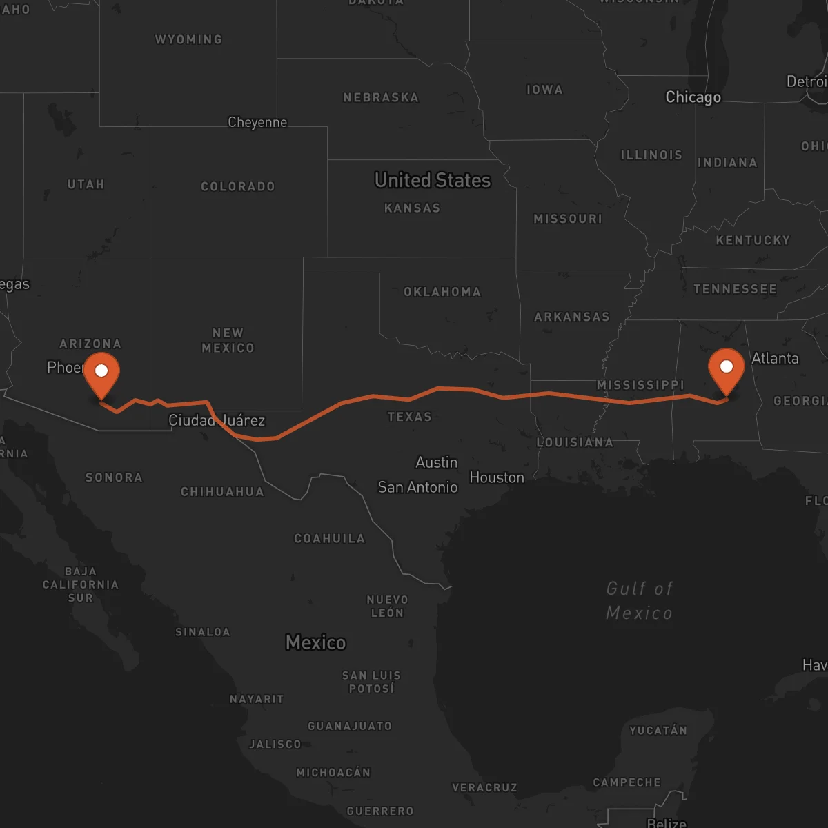 Ruta Tucson - Montgomery