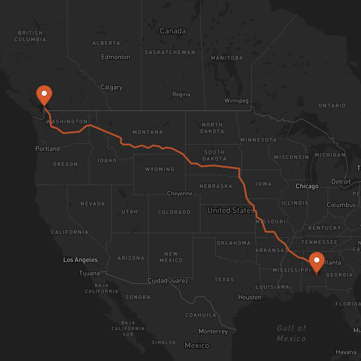 Ruta Vancouver - Montgomery