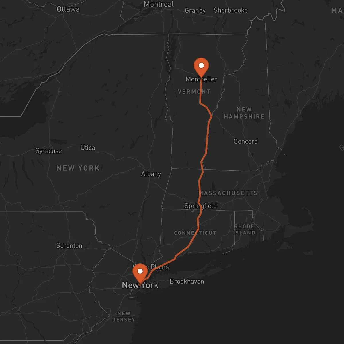 Ruta Montpelier - Nueva York