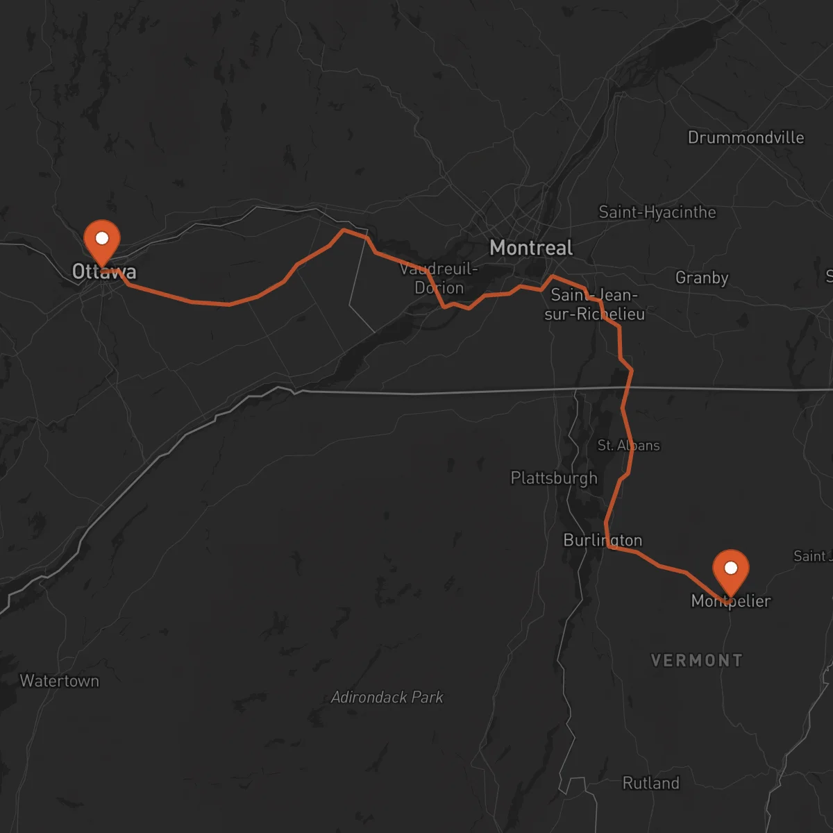 Ruta Ottawa - Montpelier