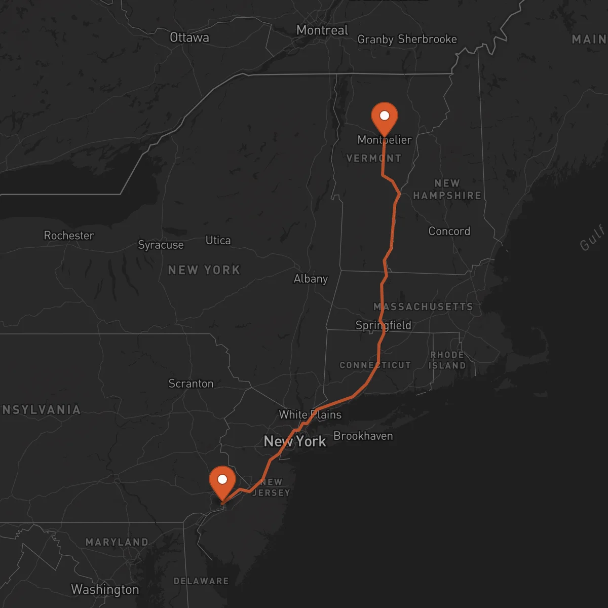 Ruta Montpelier - Philadelphie