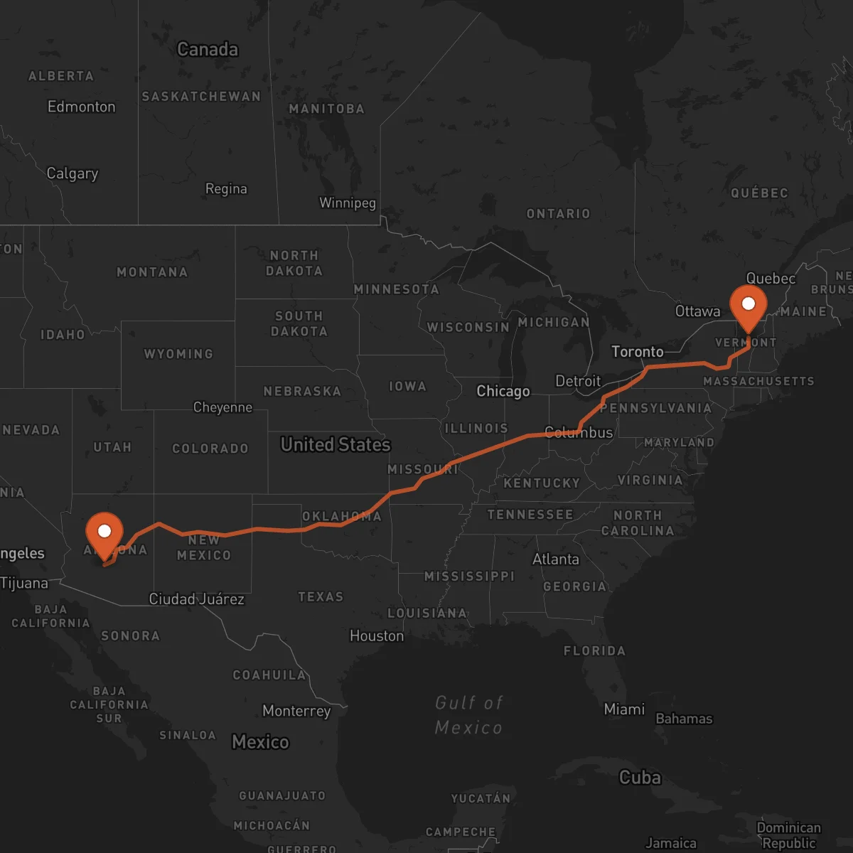 Ruta Montpelier - Phoenix