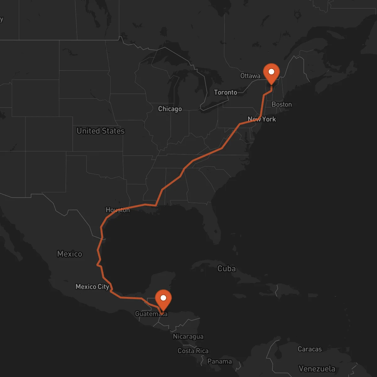 Ruta Montpelier - Puerto Barrios
