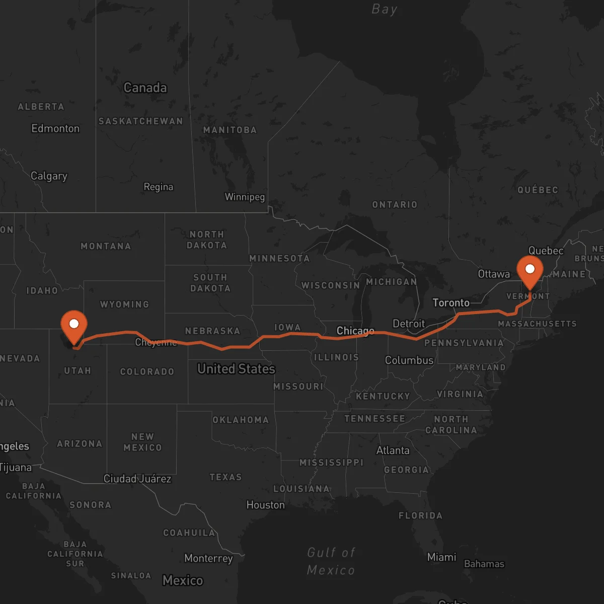 Ruta Salt Lake City - Montpelier