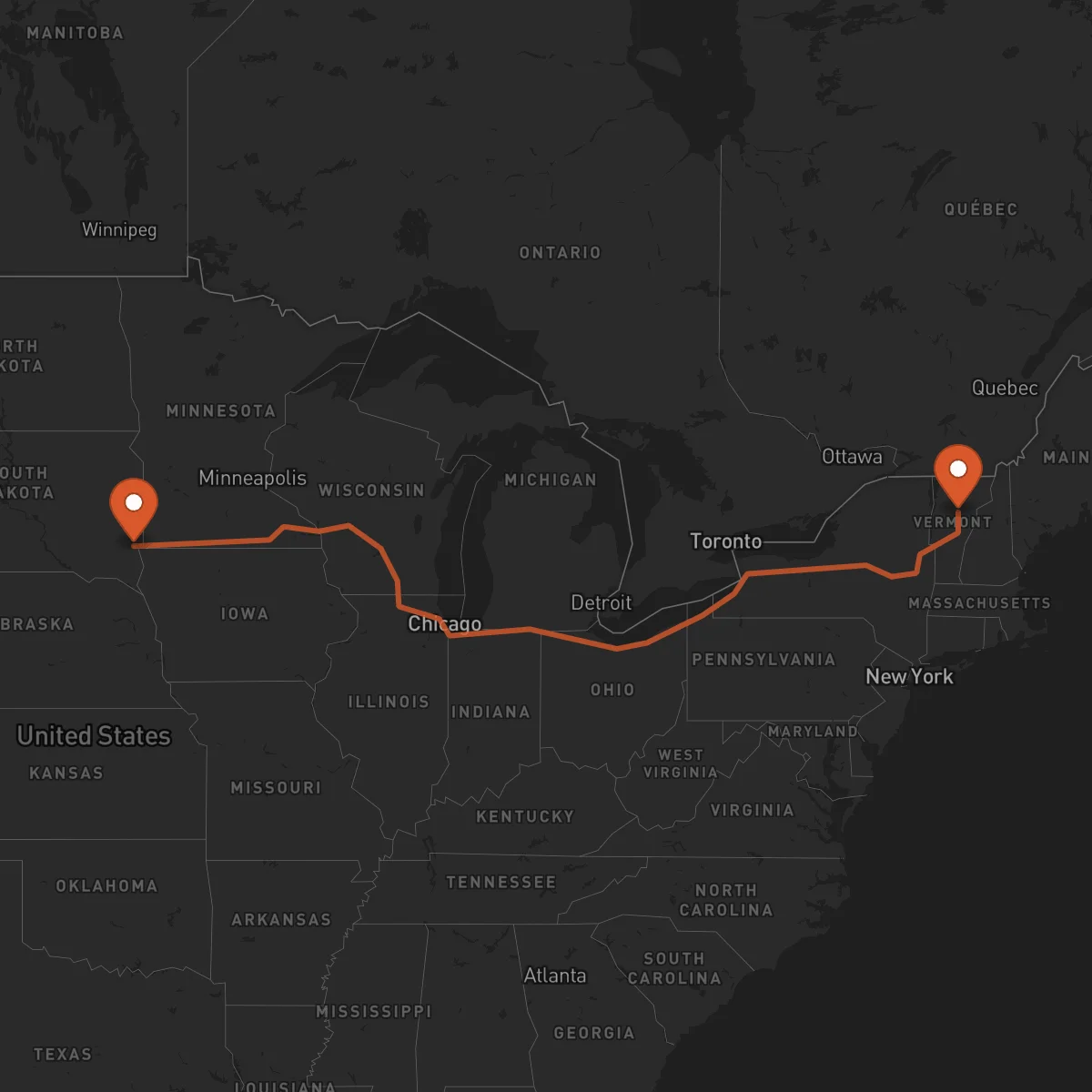 Ruta Montpelier - Sioux Falls