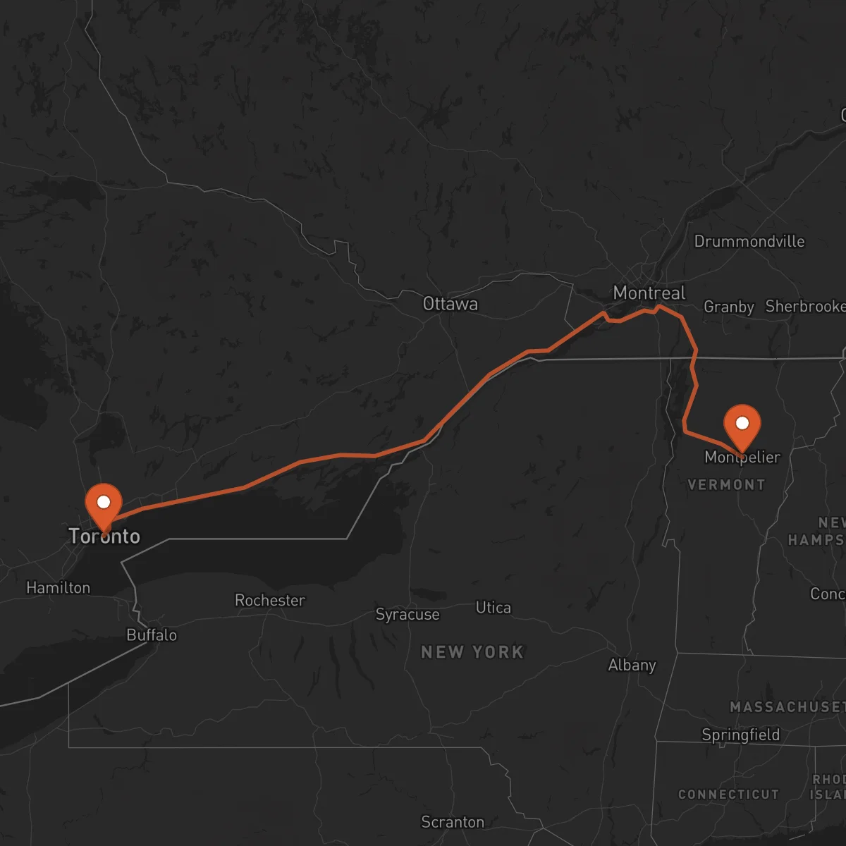 Ruta Montpelier - Toronto