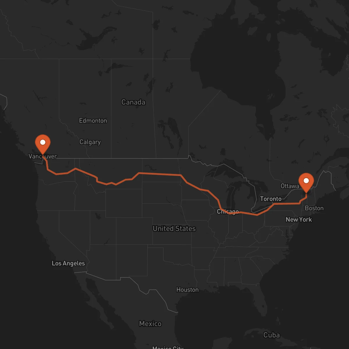 Ruta Montpelier - Vancouver