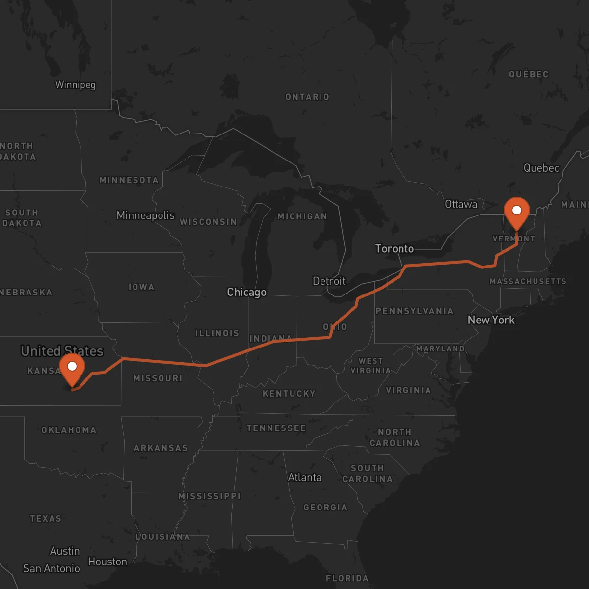 Ruta Montpelier - Wichita