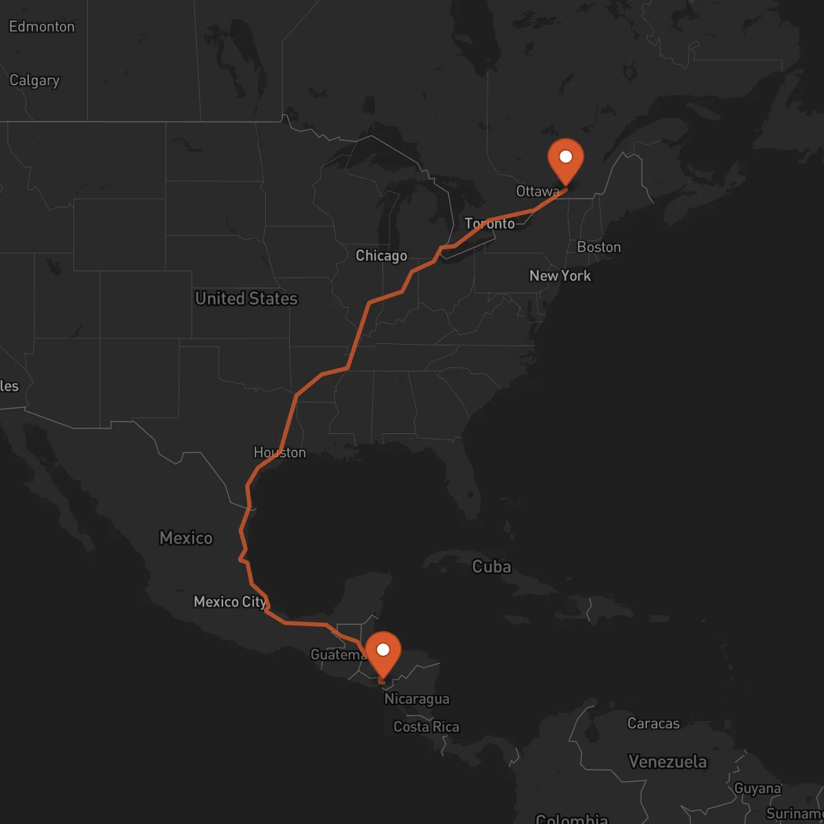 Ruta Montréal - Nacaome