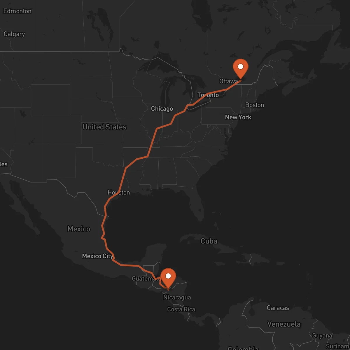 Ruta Montreal - Ocotal