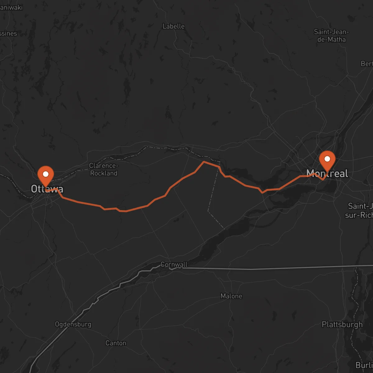 Ruta Ottawa - Montreal