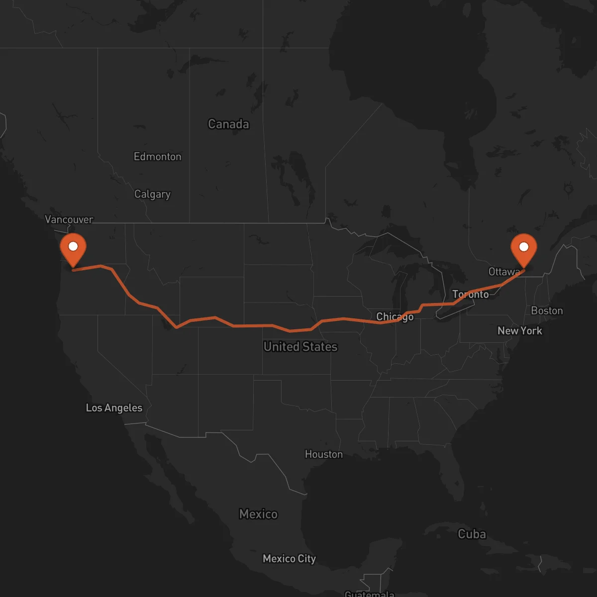 Ruta Portland - Montréal