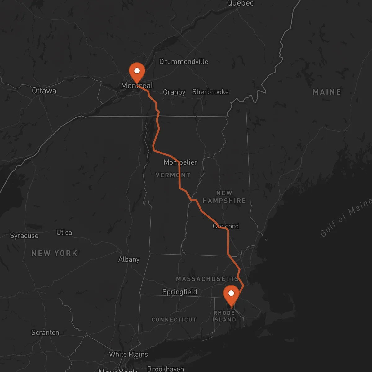Ruta Providence - Montreal