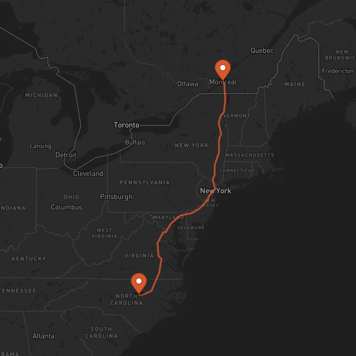 Ruta Raleigh - Montréal
