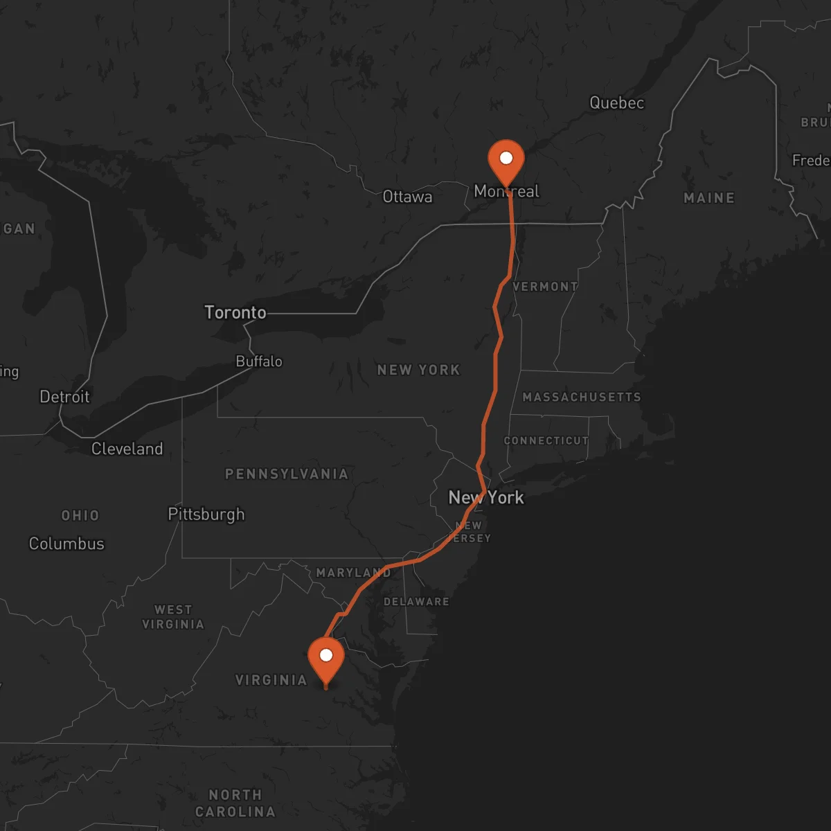 Ruta Montreal - Richmond