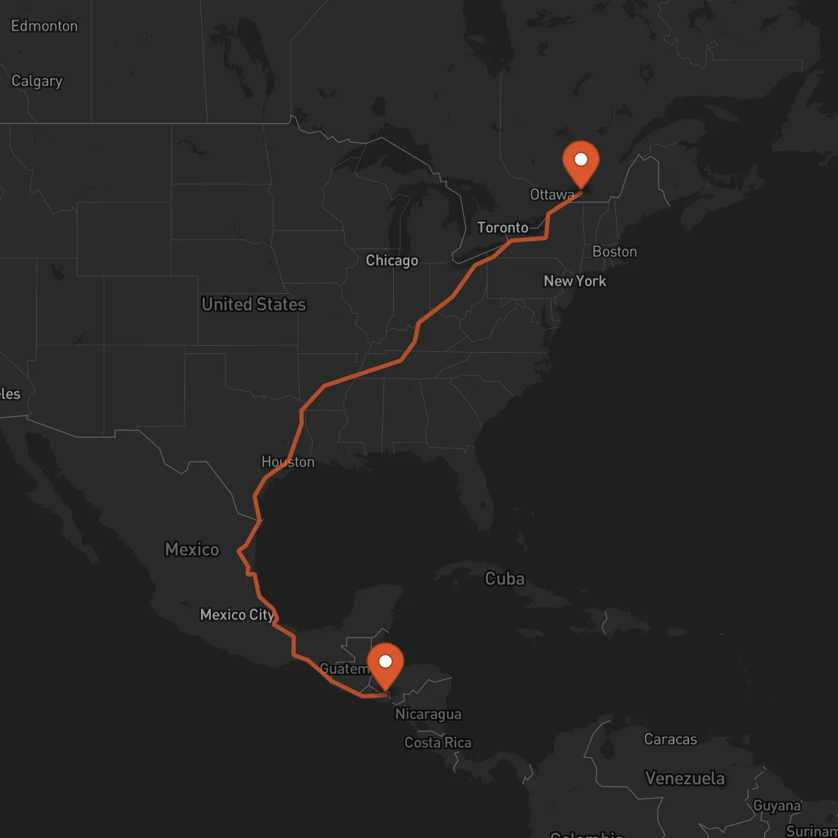 Ruta San Francisco Gotera - Montreal