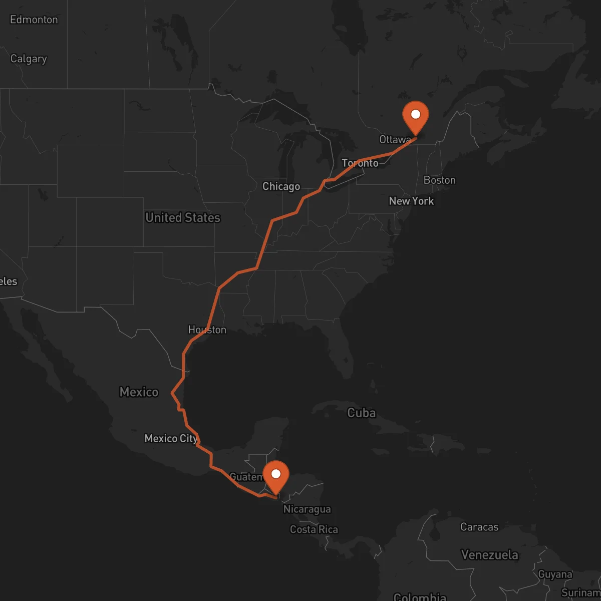 Ruta Montreal - San Miguel