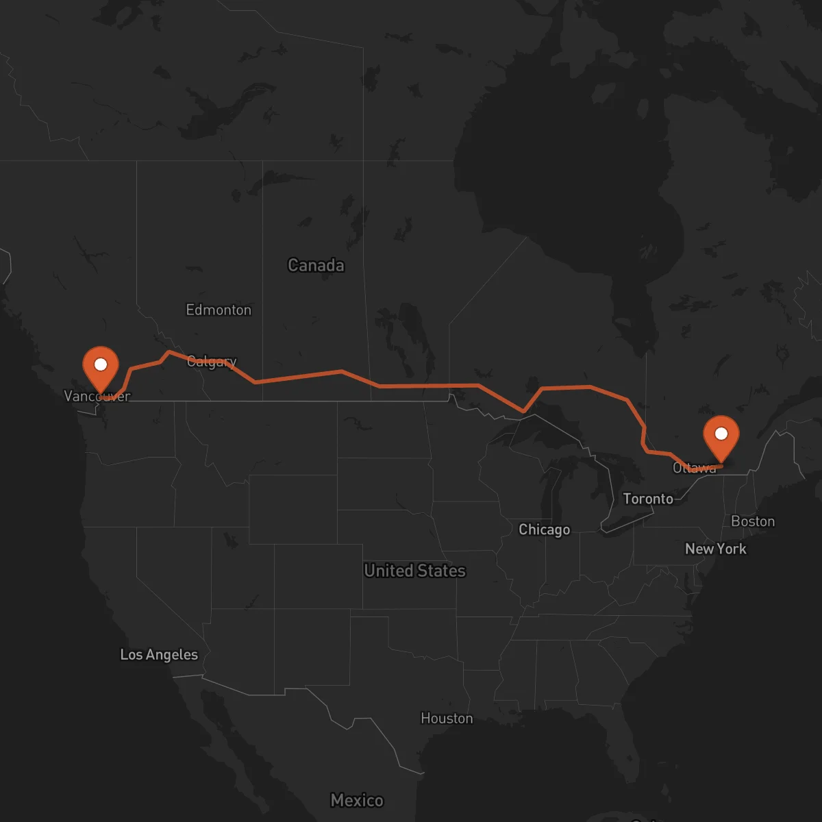 Ruta Surrey - Montreal