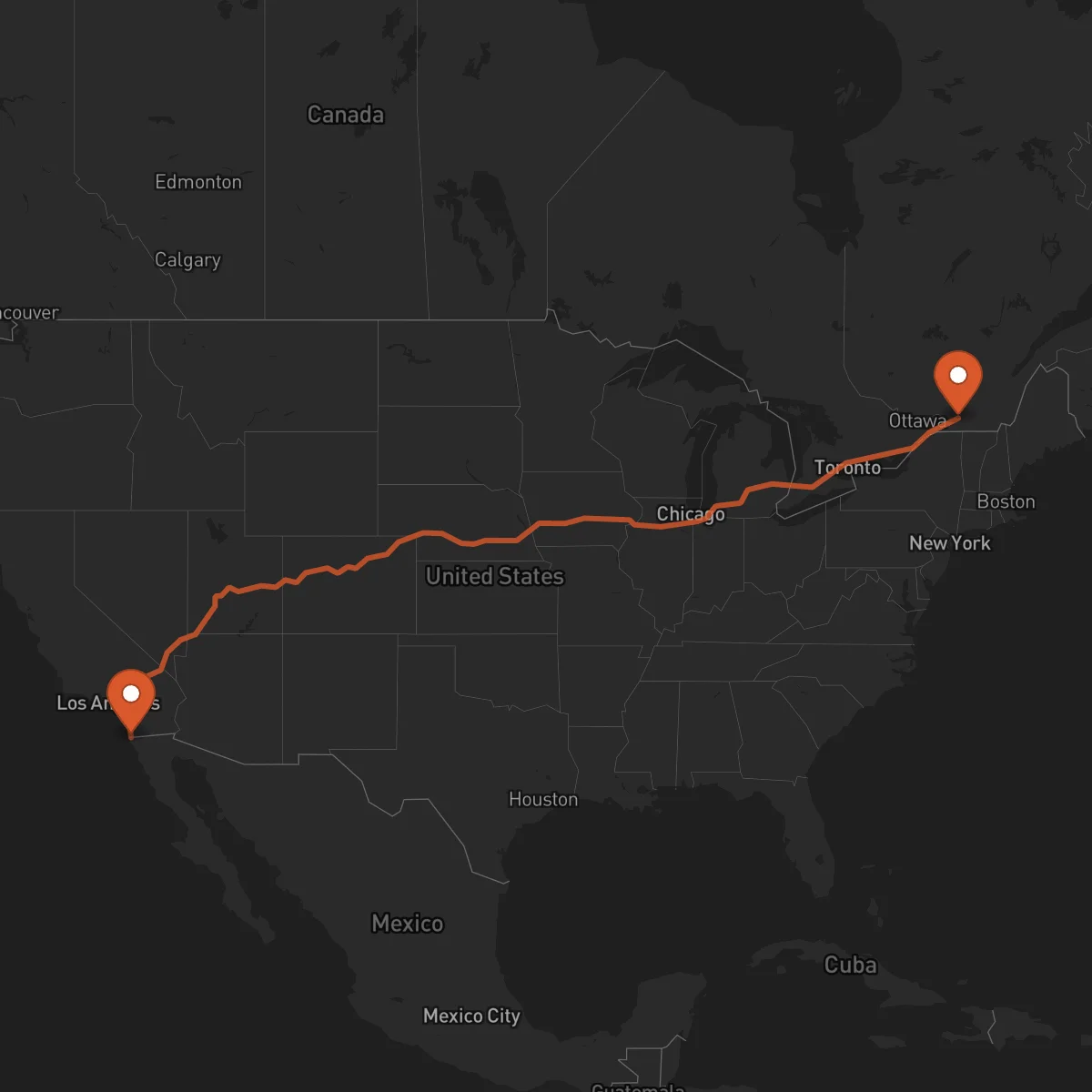 Ruta Montreal - Tijuana