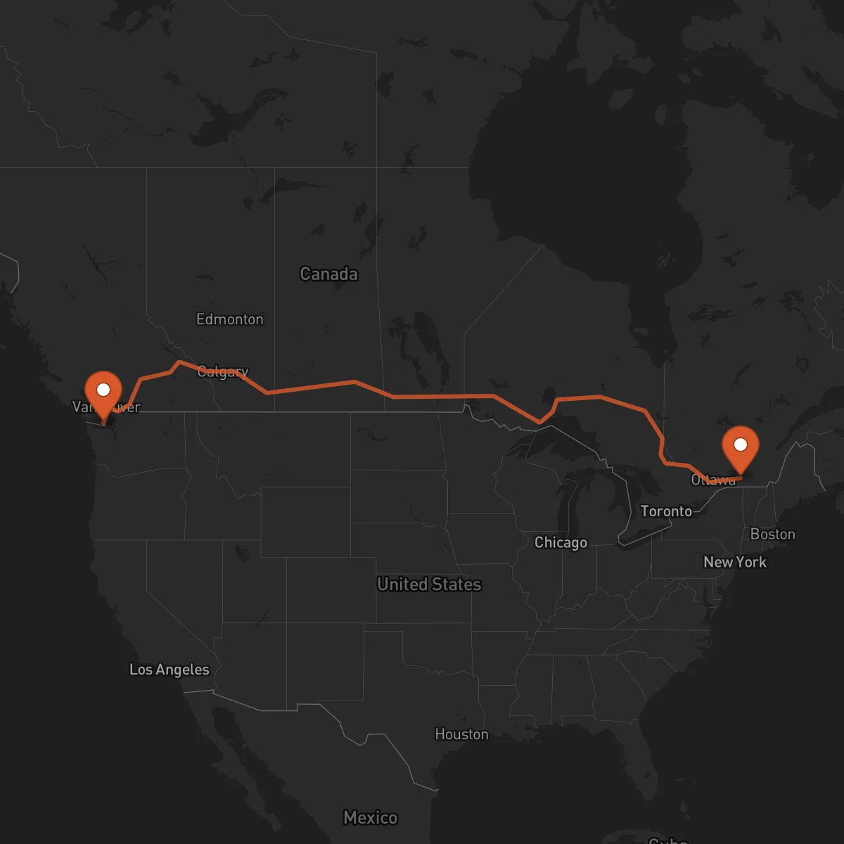 Ruta Victoria - Montreal