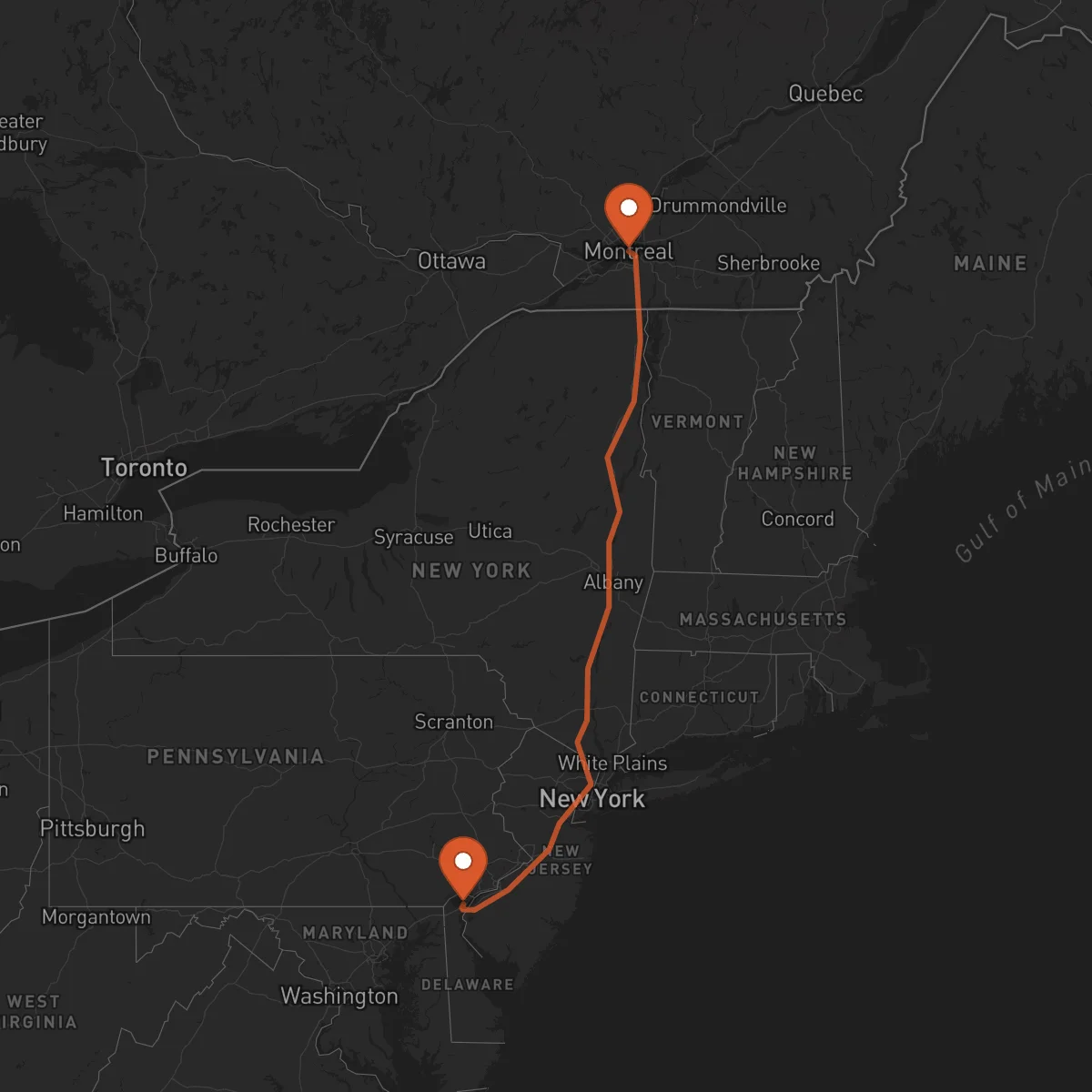 Ruta Montreal - Wilmington