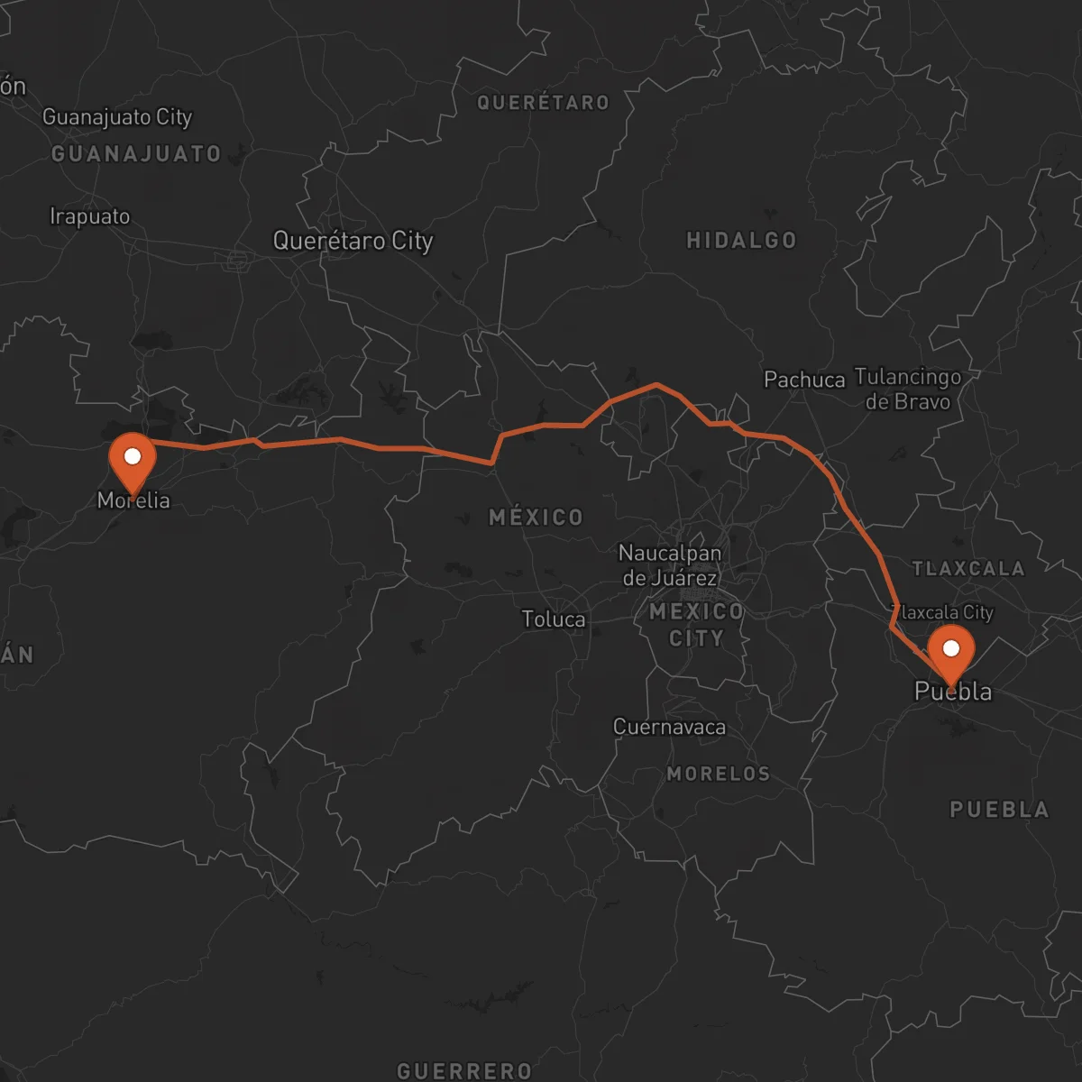 Ruta Puebla de Zaragoza - Morelia