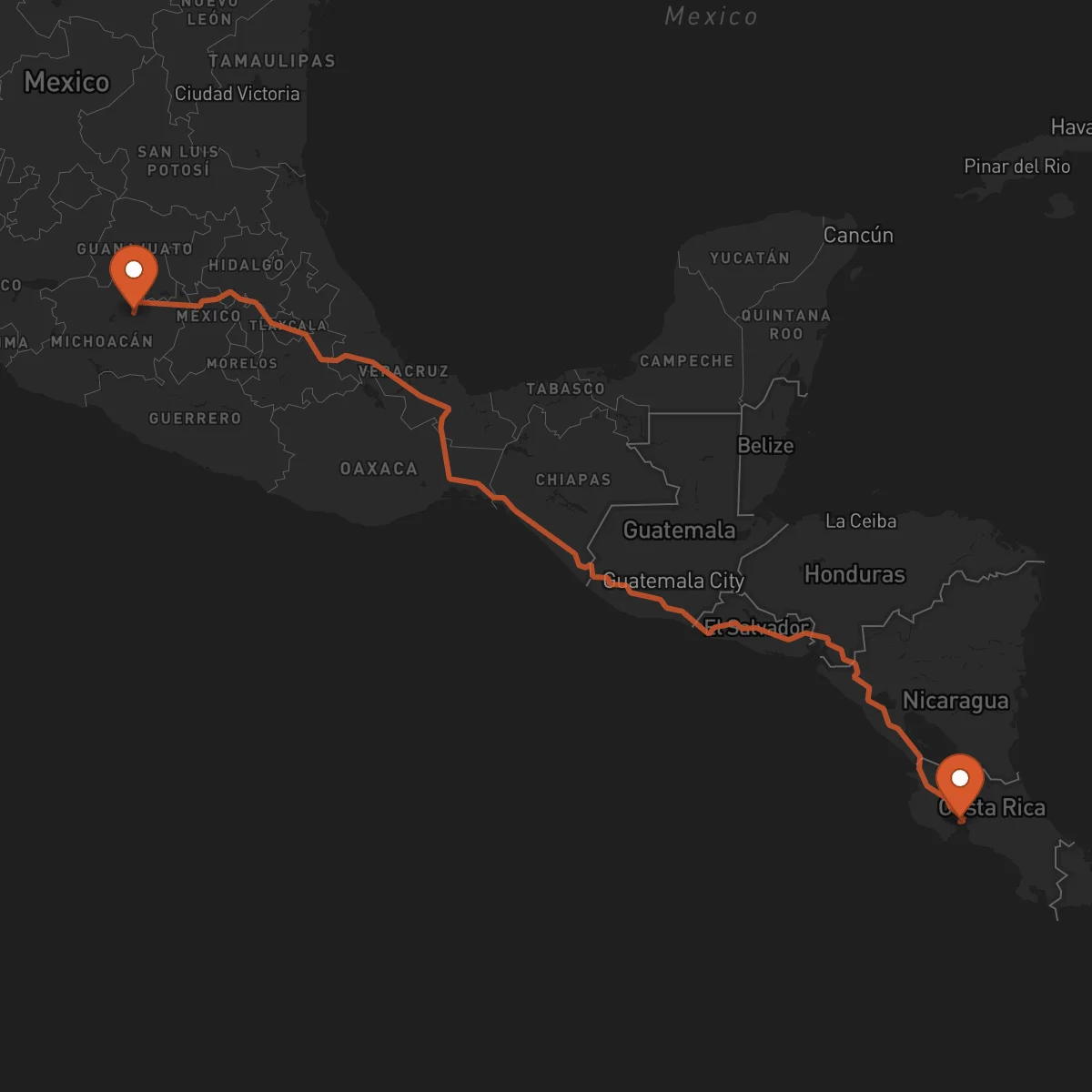Ruta Morelia - Puntarenas