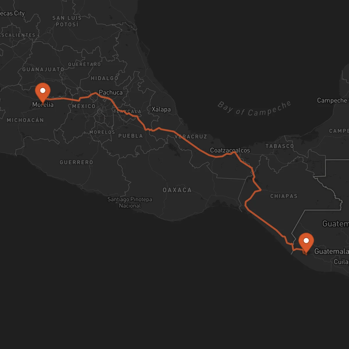 Ruta Morelia - Retalhuleu