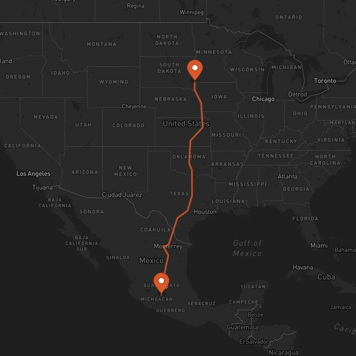 Ruta Morelia - Sioux Falls