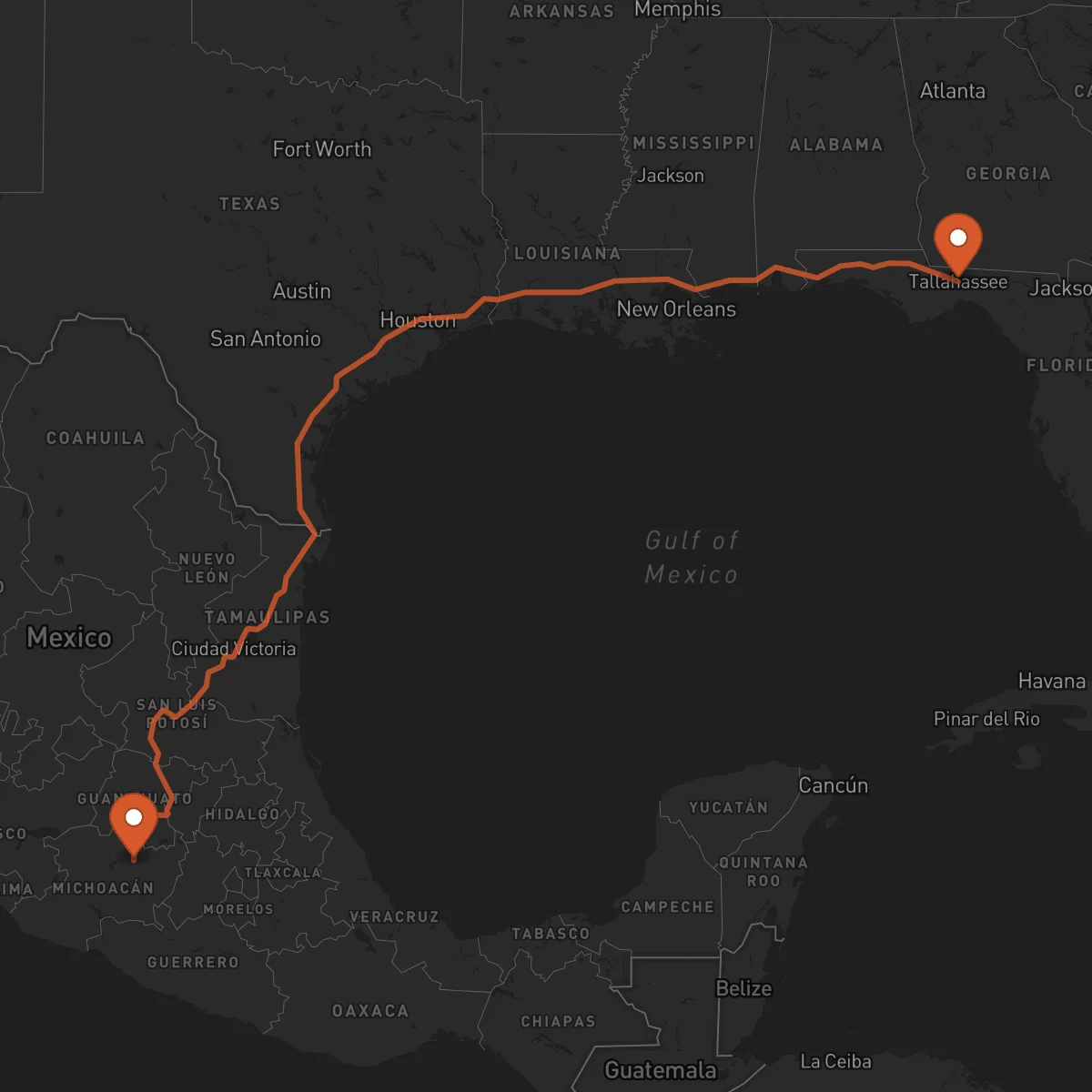 Ruta Morelia - Tallahassee