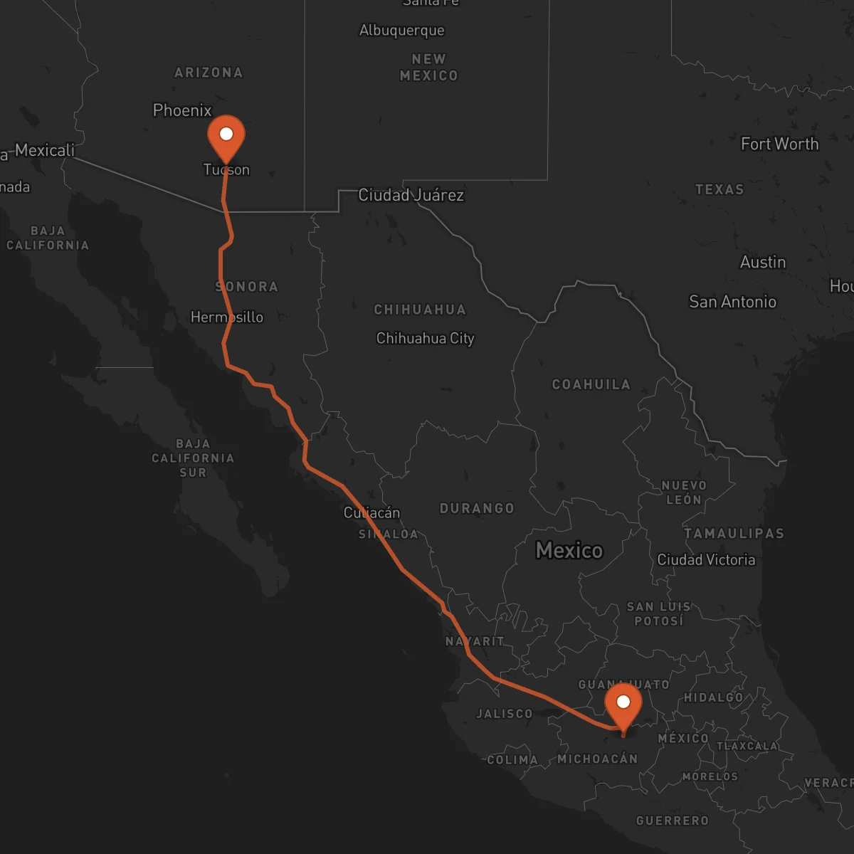 Ruta Tucson - Morelia
