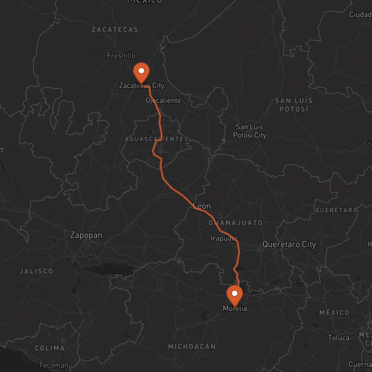 Ruta Zacatecas - Morelia