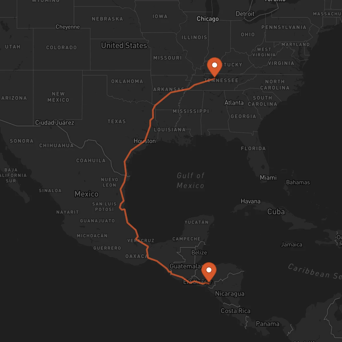 Ruta Nashville - Nacaome