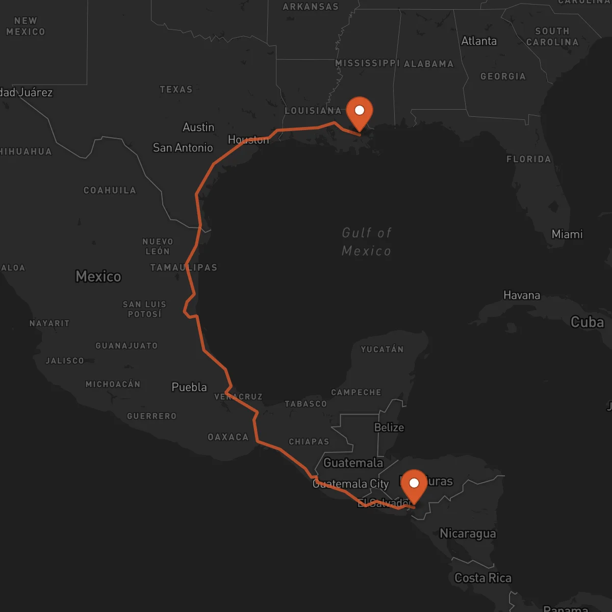 Ruta New Orleans - Nacaome