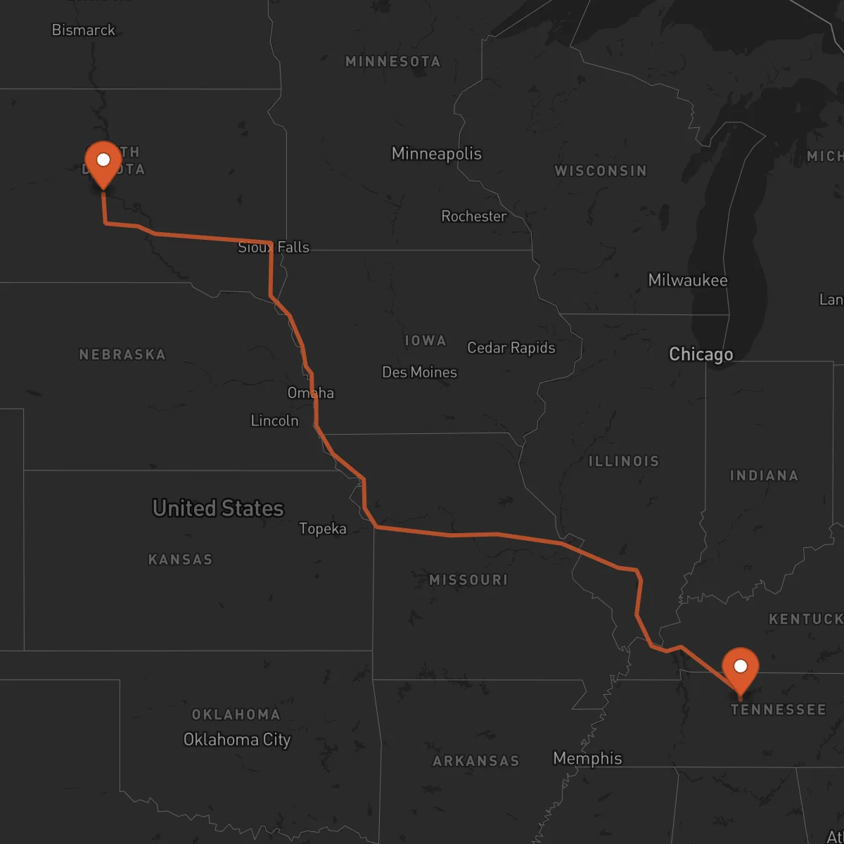 Ruta Nashville - Pierre
