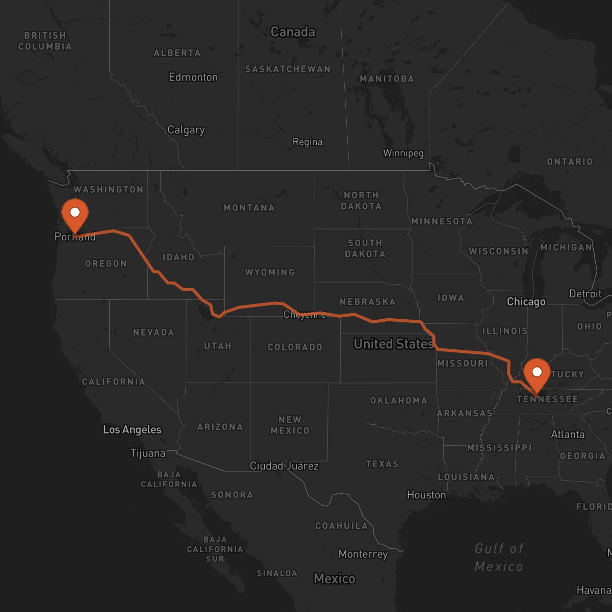 Ruta Nashville - Portland