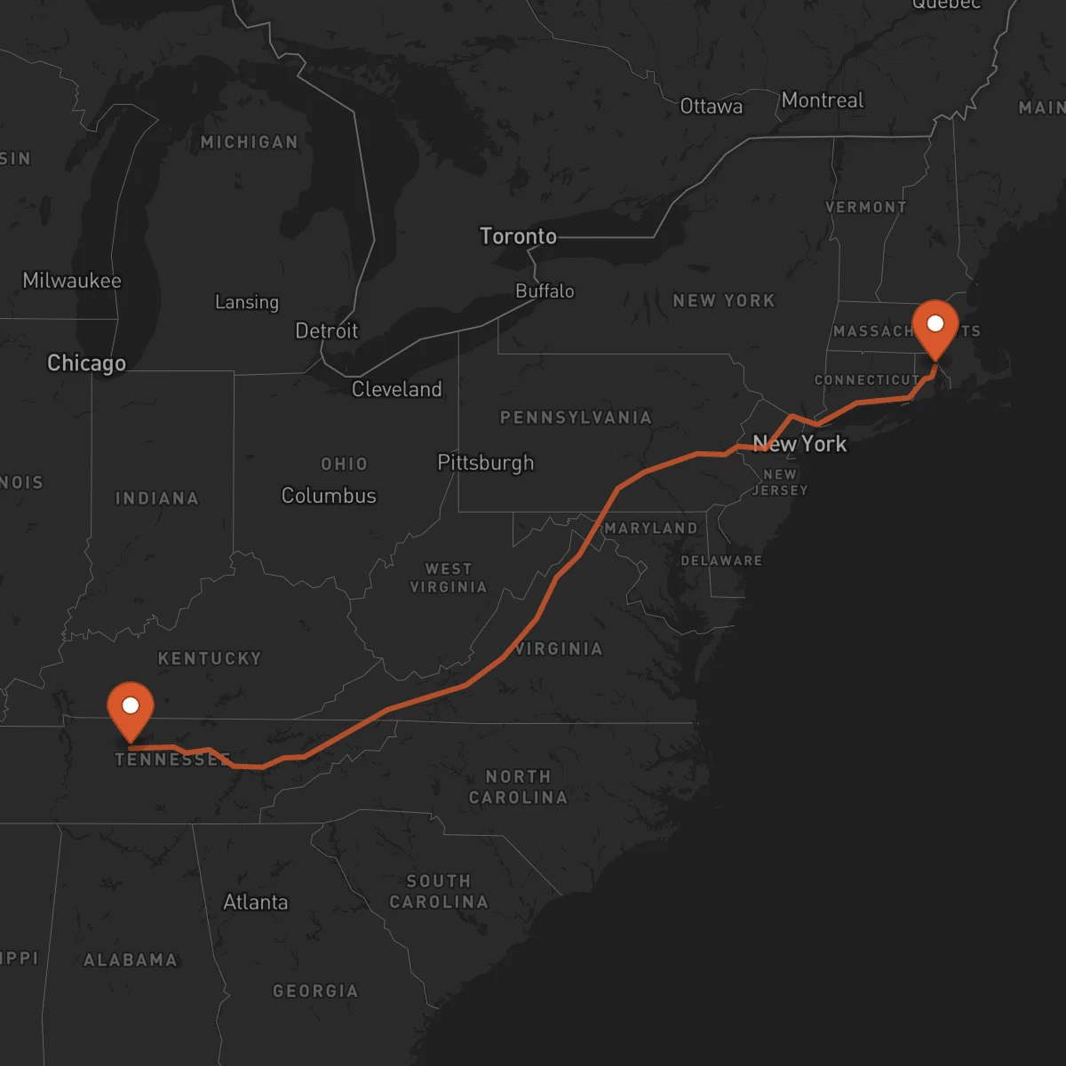 Ruta Providence - Nashville