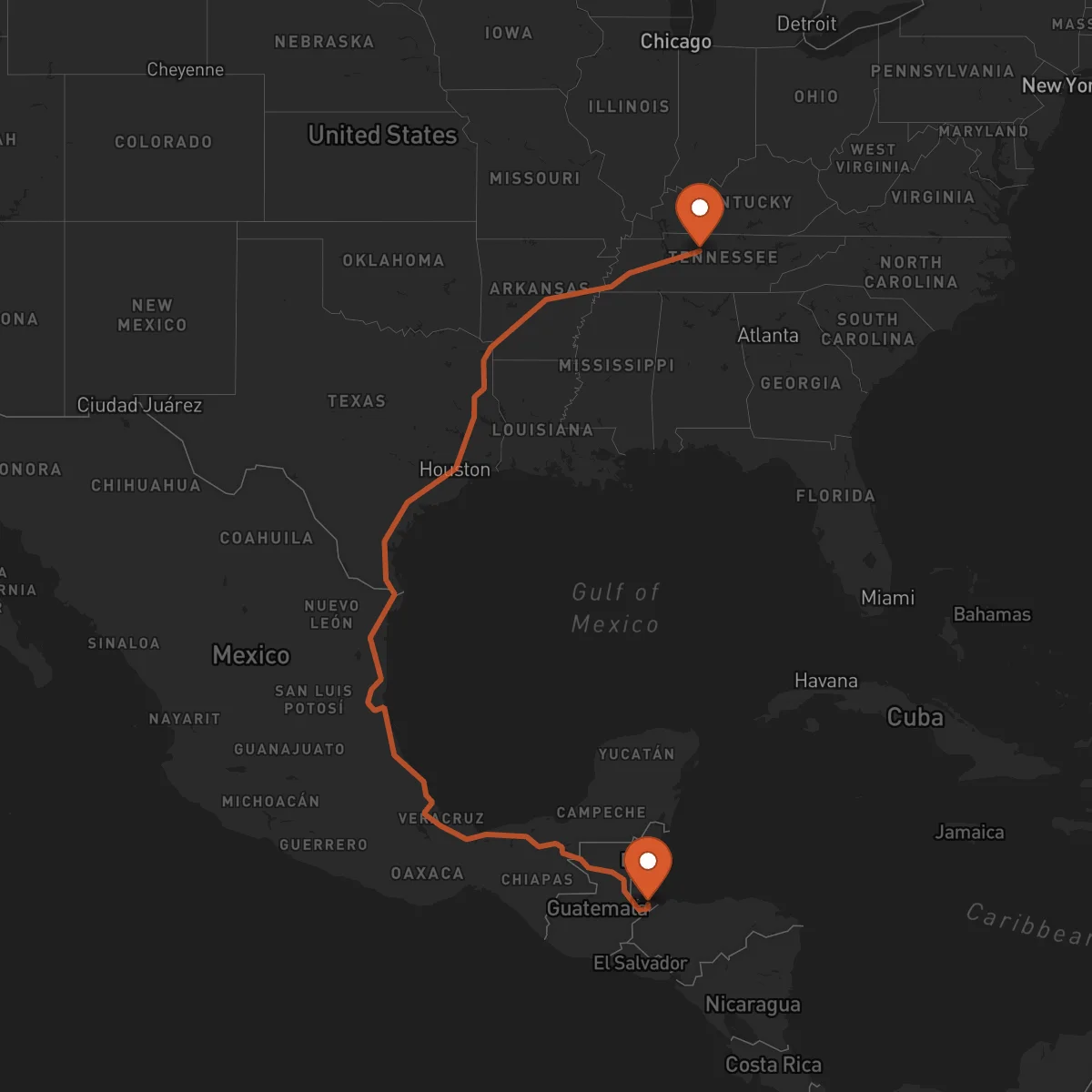 Ruta Nashville - Puerto Barrios