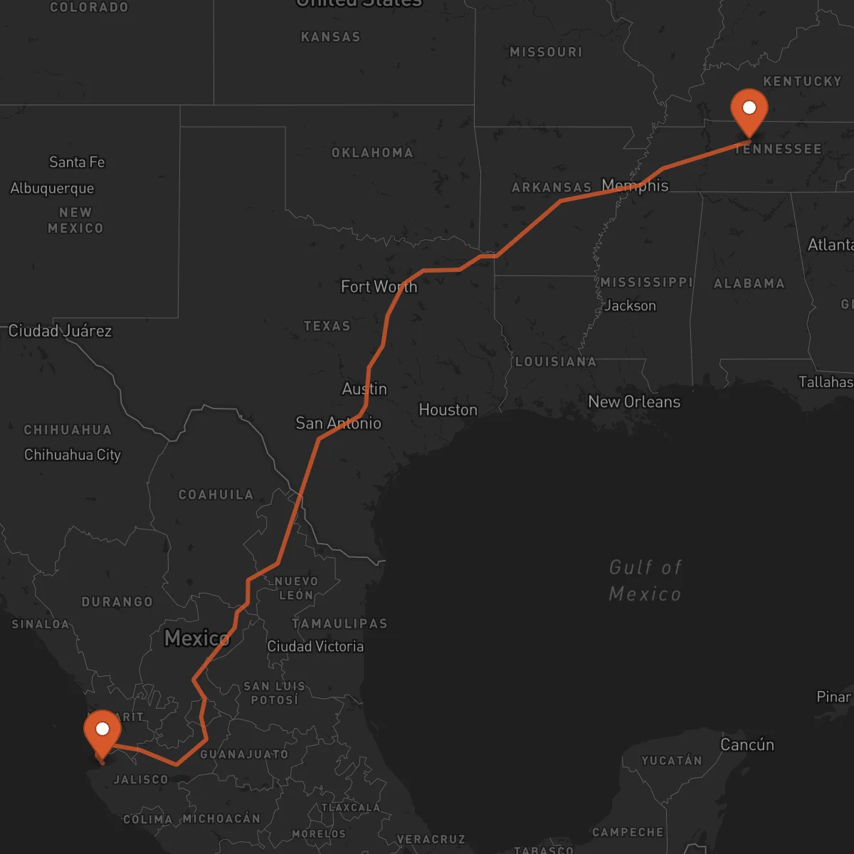 Ruta Nashville - Puerto Vallarta