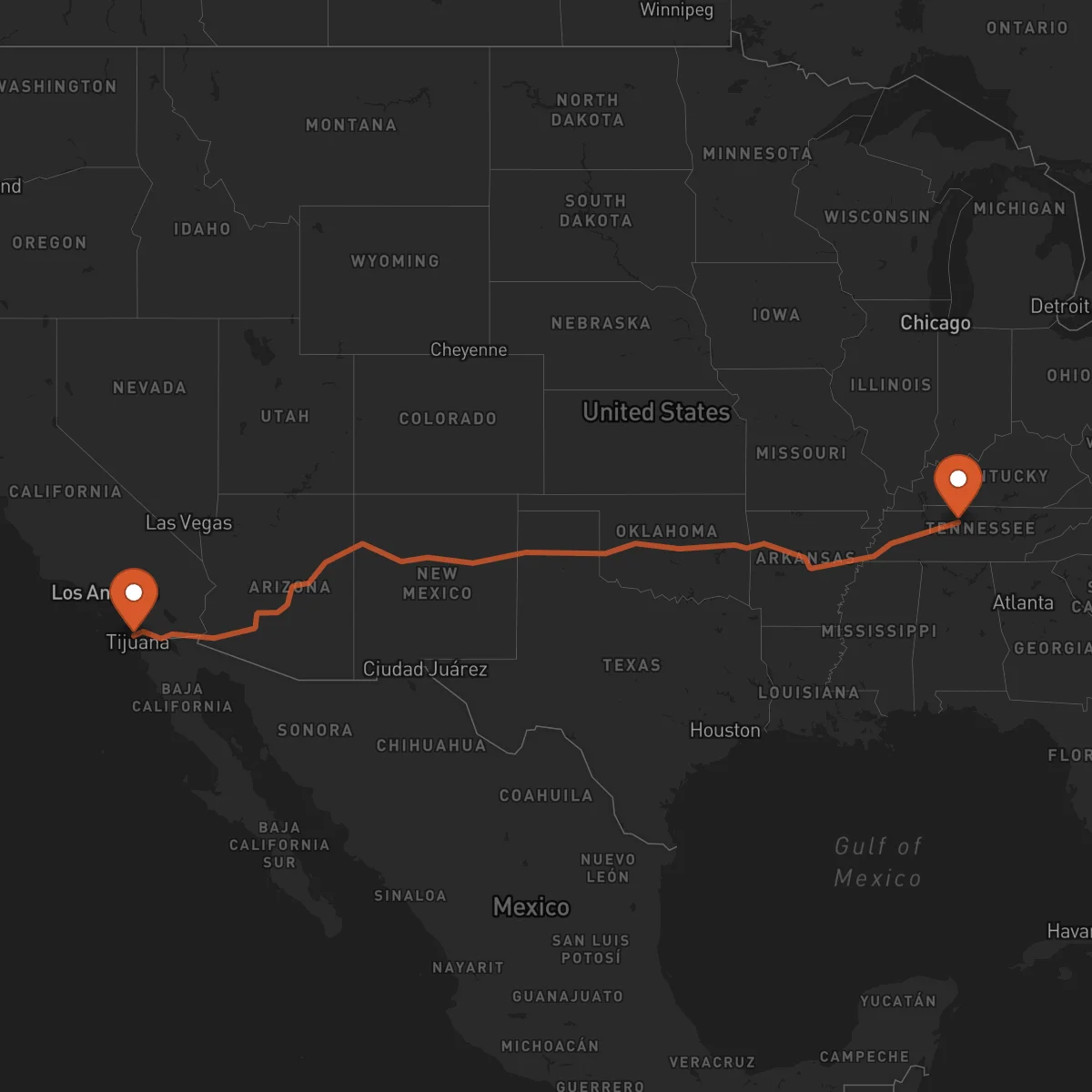 Ruta Nashville - San Diego