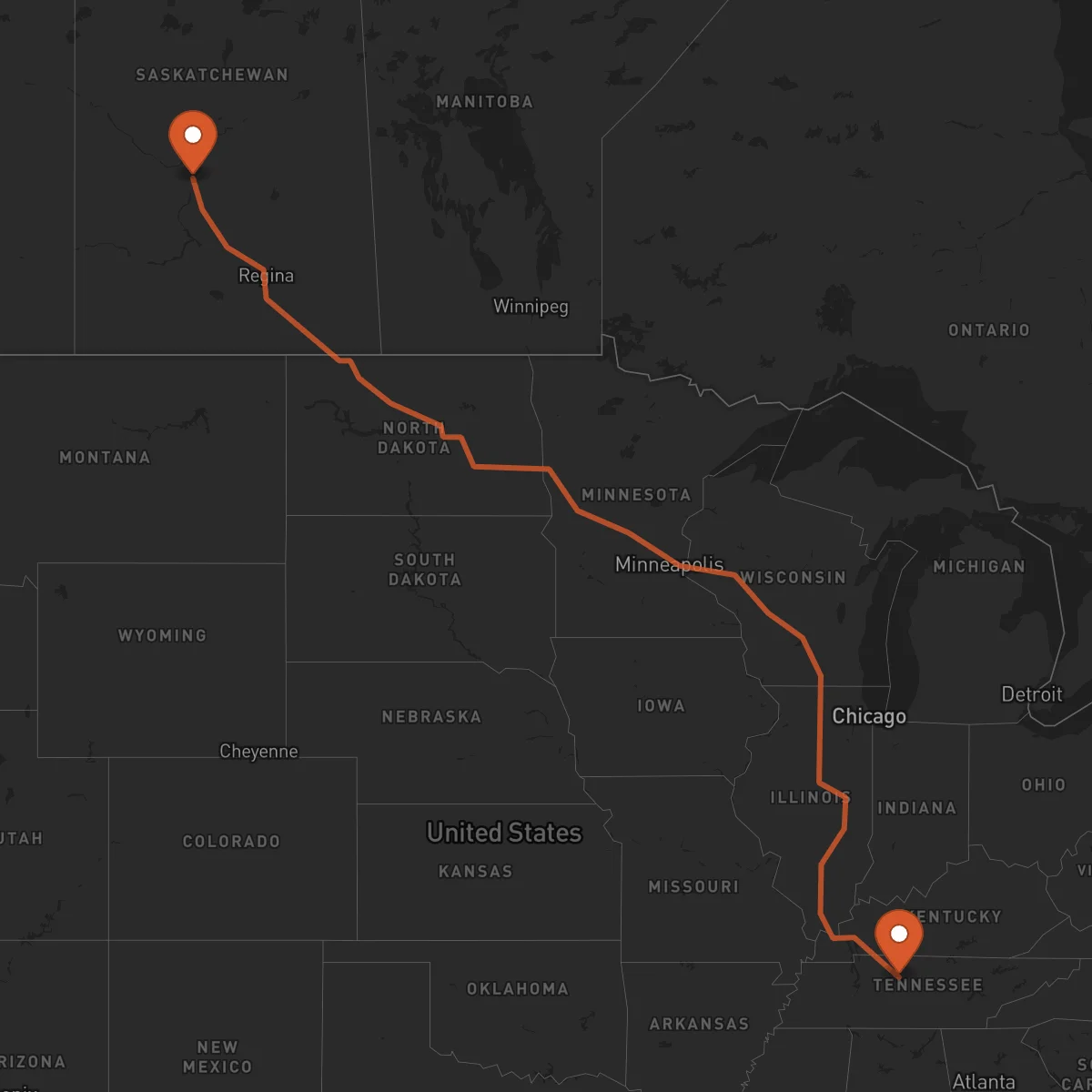 Ruta Saskatoon - Nashville